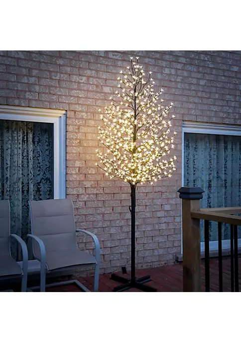 Hi-Line Gifts 96.5" Brown and Yellow Outdoor Cherry Blossom Tree with Floral Lights 4 Hi-Line Gifts 96.5" Brown and Yellow Outdoor Cherry Blossom Tree with Floral Lights - Image 2