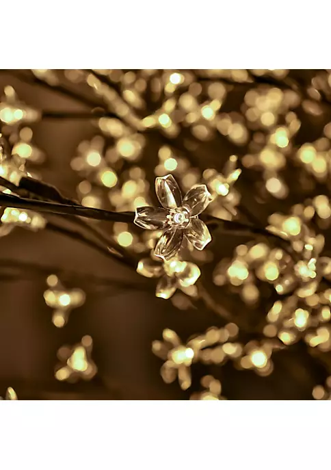 Hi-Line Gifts 96.5" Brown and Yellow Outdoor Cherry Blossom Tree with Floral Lights 5 Hi-Line Gifts 96.5" Brown and Yellow Outdoor Cherry Blossom Tree with Floral Lights - Image 3
