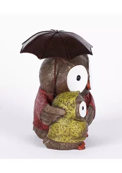 Hi-Line Gifts 10" Brown and Red Mother and Baby Owl Under Umbrella Statue -Creative Sales Shop Belk 79