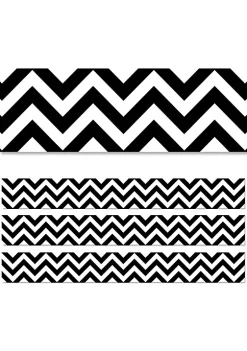 Creative Teaching Press Black Chevron EZ Border, 48 Feet, 3 Packs per BN